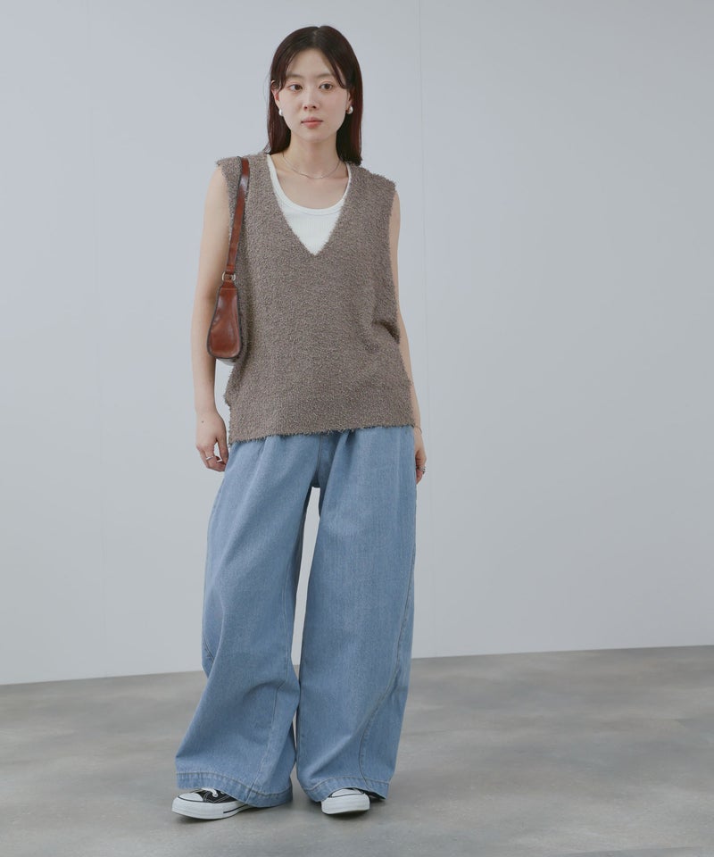 [期間限定価格]Free Nature  テープヤーンVネックニットベスト レディース商品画像-15