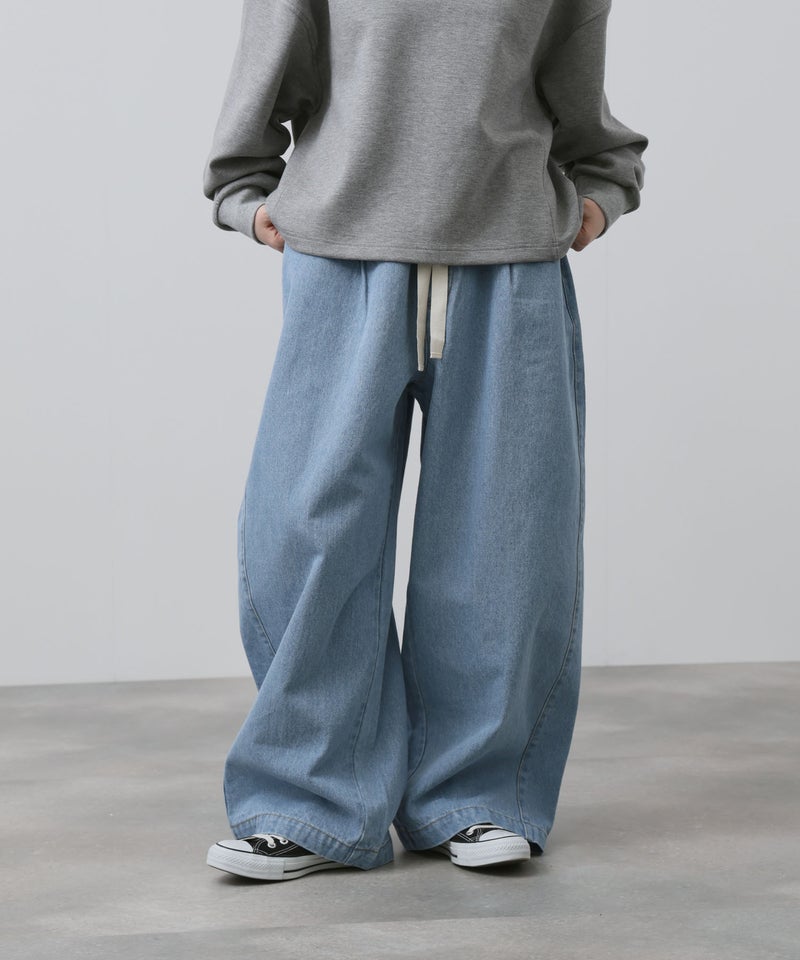 NAVY  11ozコットンデニム イージーバルーンワイドパンツ レディース商品画像-1