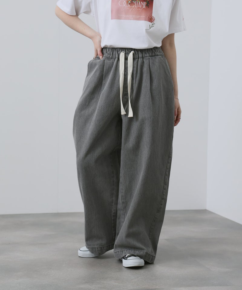 NAVY  11ozコットンデニム イージーバルーンワイドパンツ レディース商品画像-2