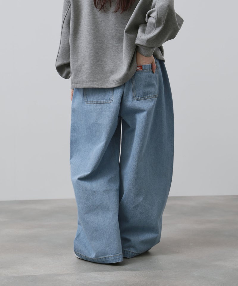 NAVY  11ozコットンデニム イージーバルーンワイドパンツ レディース商品画像-6