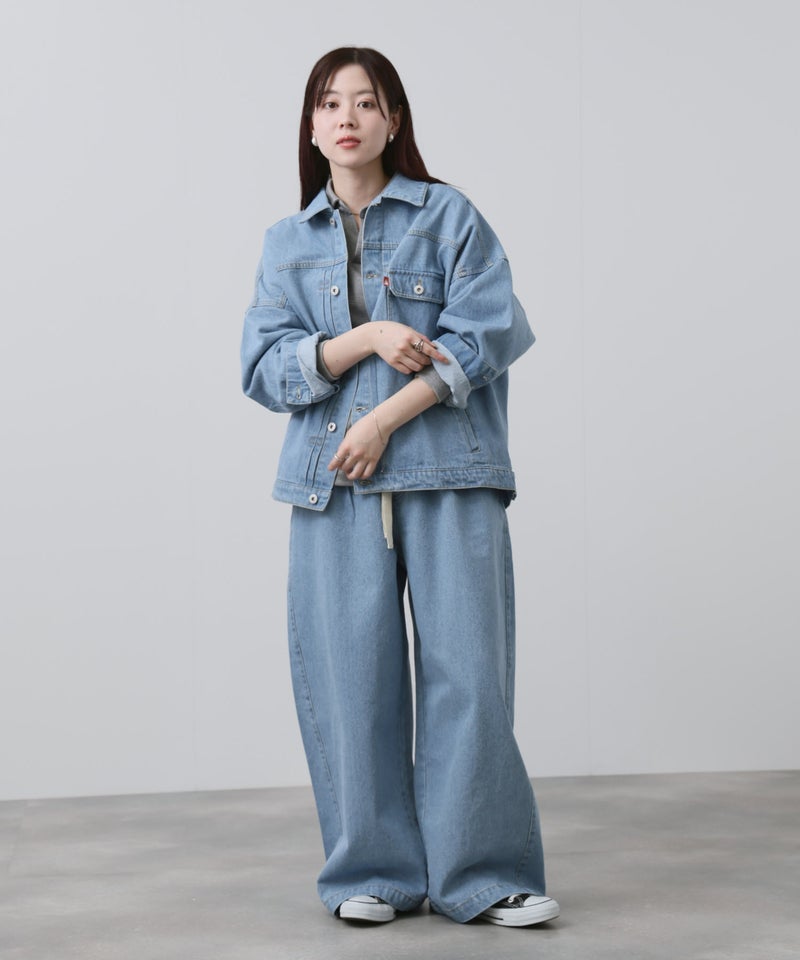 NAVY  11ozコットンデニム イージーバルーンワイドパンツ レディース商品画像-7