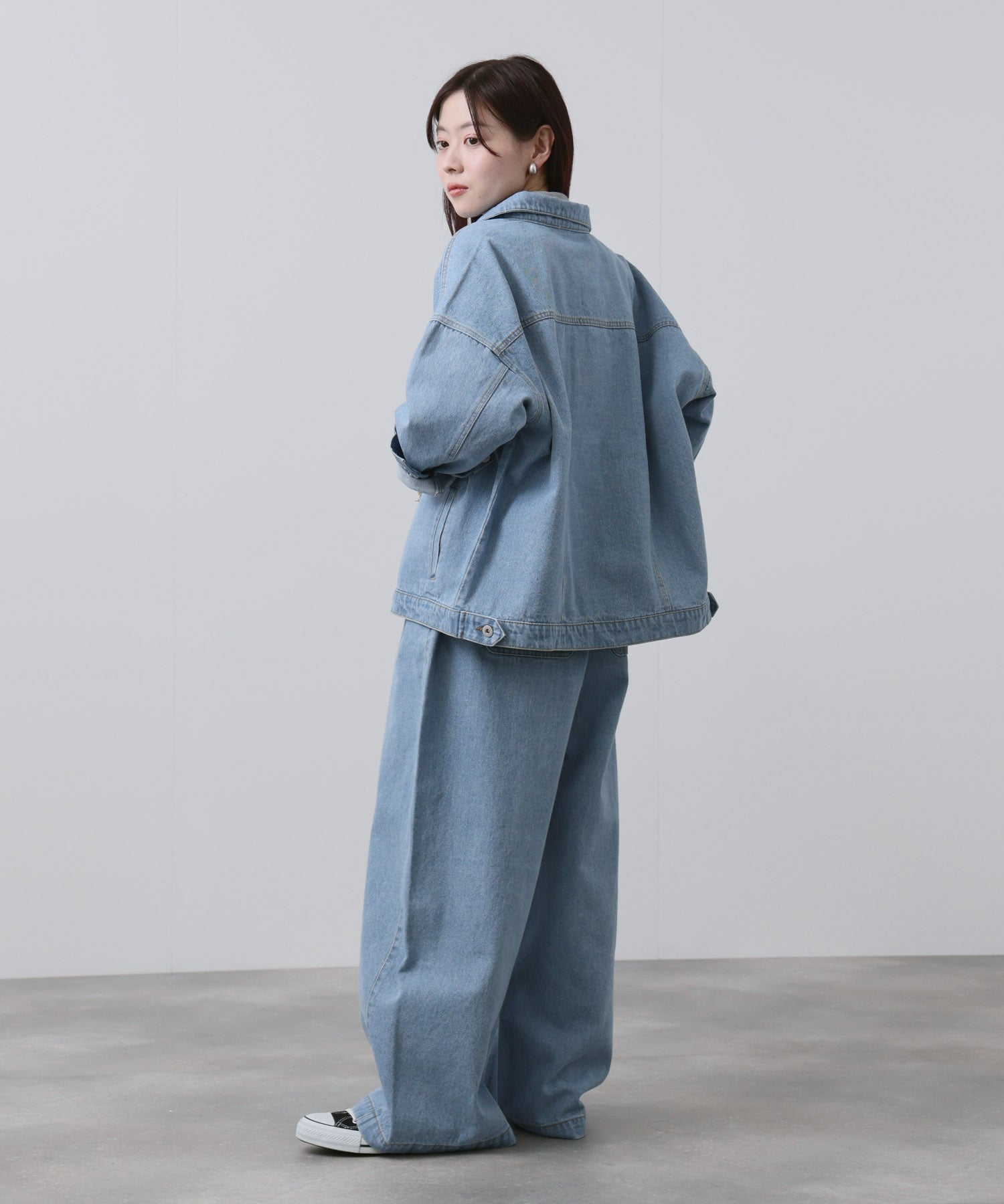 NAVY 11ozコットンデニム イージーバルーンワイドパンツ レディース