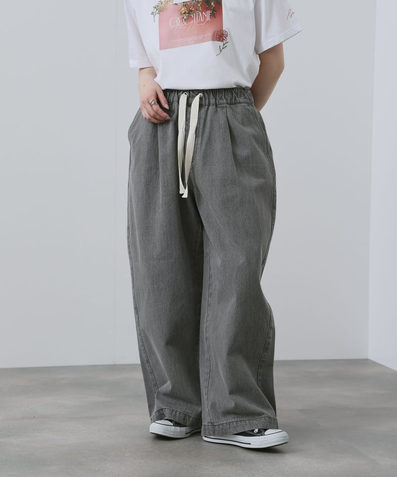 NAVY 11ozコットンデニム イージーバルーンワイドパンツ レディース商品画像-9