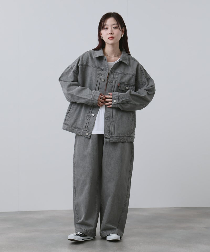 NAVY  11ozコットンデニム イージーバルーンワイドパンツ レディース商品画像-12