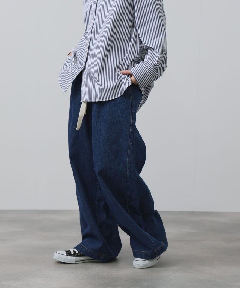 NAVY  11ozコットンデニム イージーバルーンワイドパンツ レディース商品画像-15