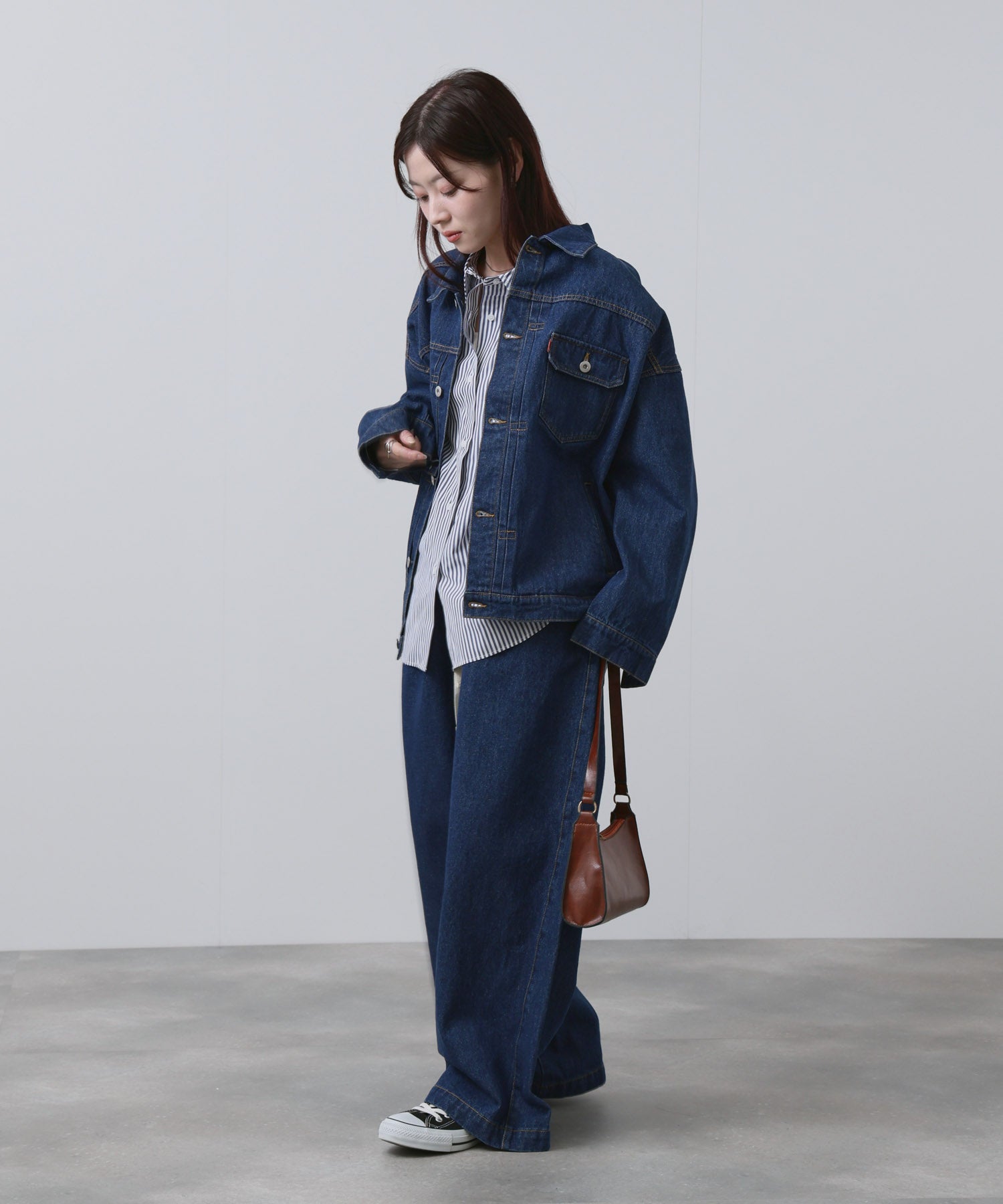 NAVY 11ozコットンデニム イージーバルーンワイドパンツ レディース