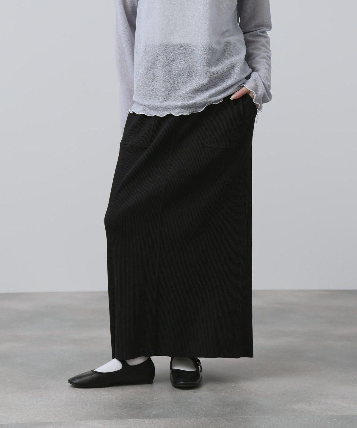 NAVY 針抜き テレコ Iラインスカート レディース