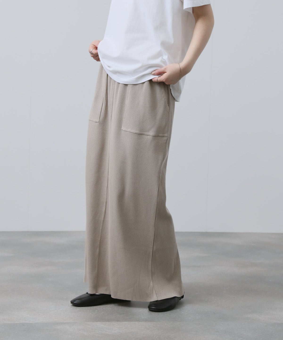 NAVY 針抜き テレコ Iラインスカート レディース