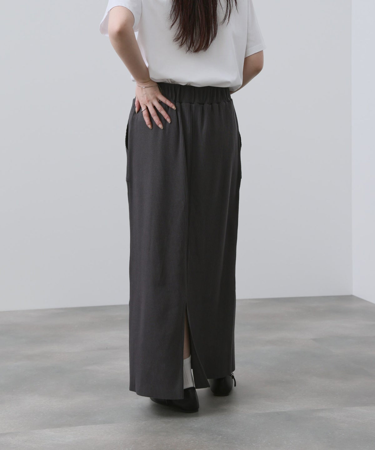 NAVY 針抜き テレコ Iラインスカート レディース