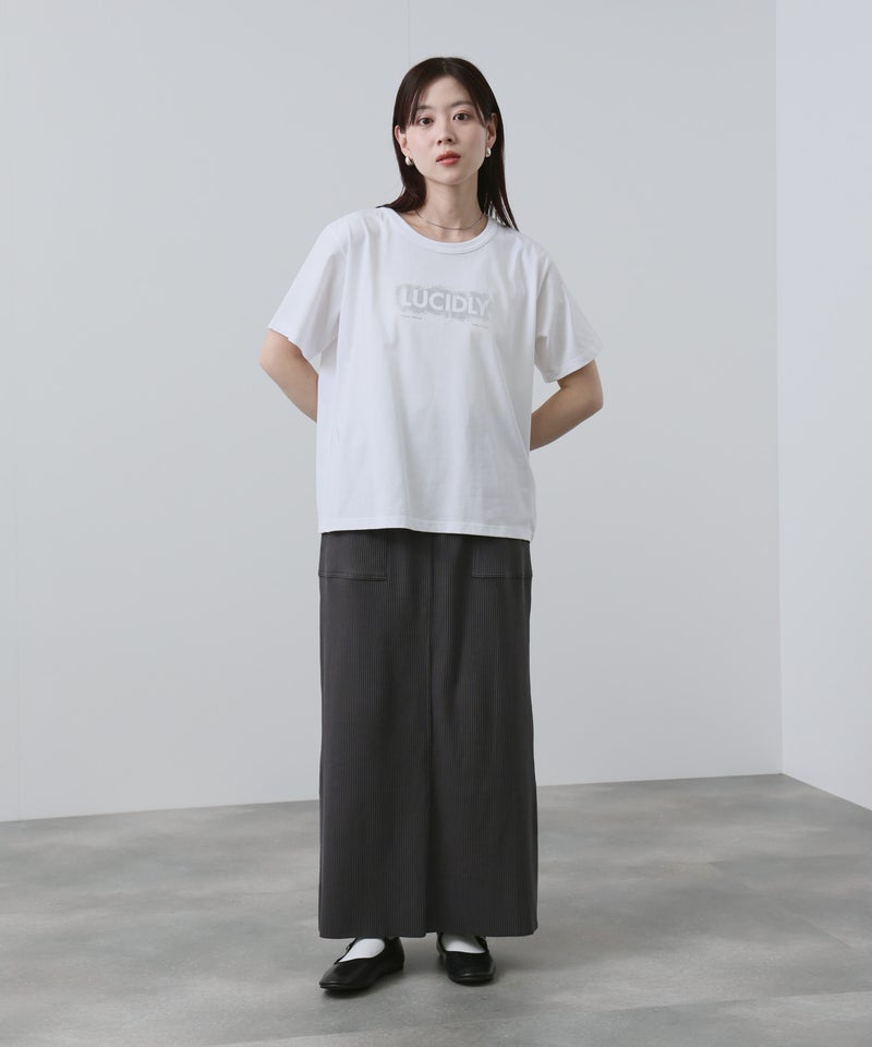 NAVY  針抜き テレコ Iラインスカート レディース商品画像-8