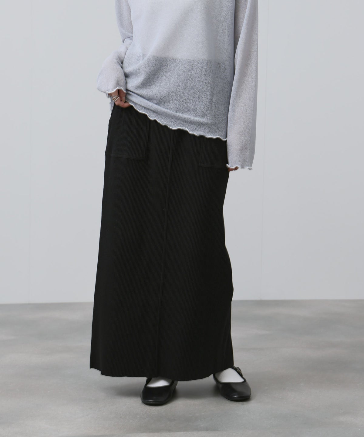 NAVY 針抜き テレコ Iラインスカート レディース