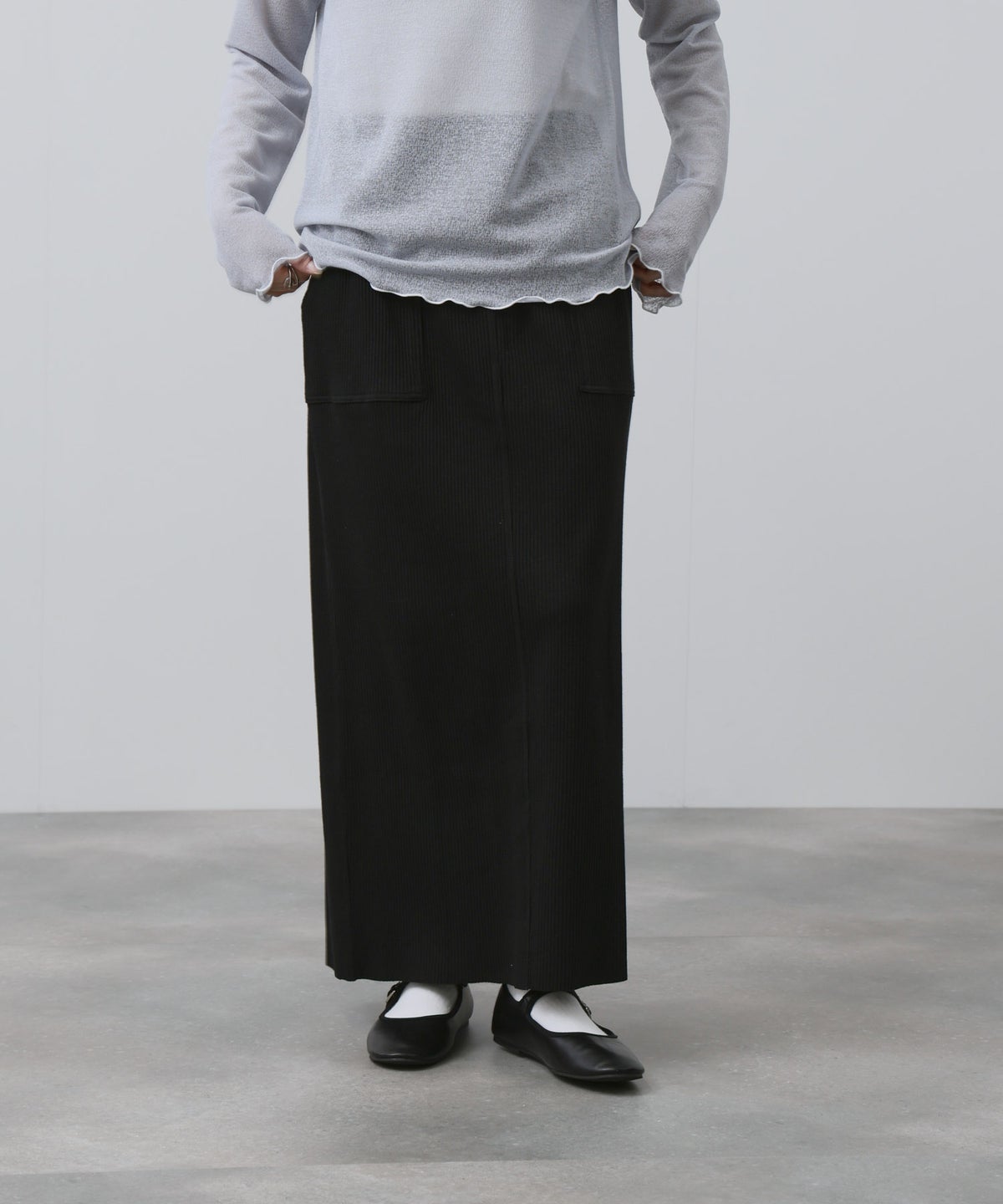 NAVY 針抜き テレコ Iラインスカート レディース