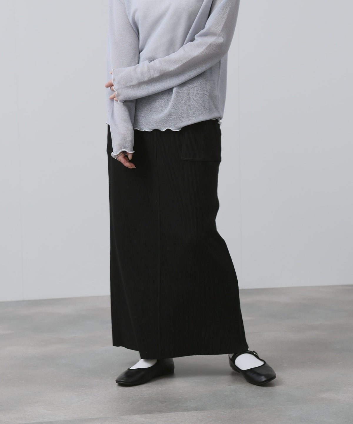 NAVY 針抜き テレコ Iラインスカート レディース