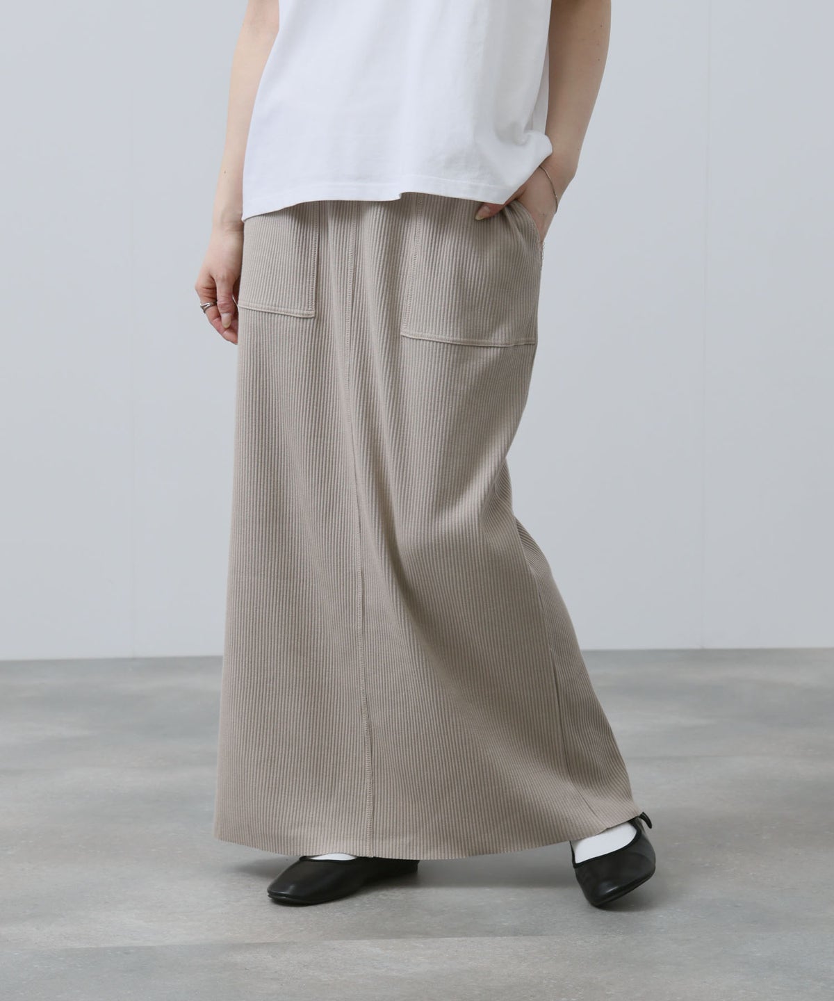 NAVY 針抜き テレコ Iラインスカート レディース