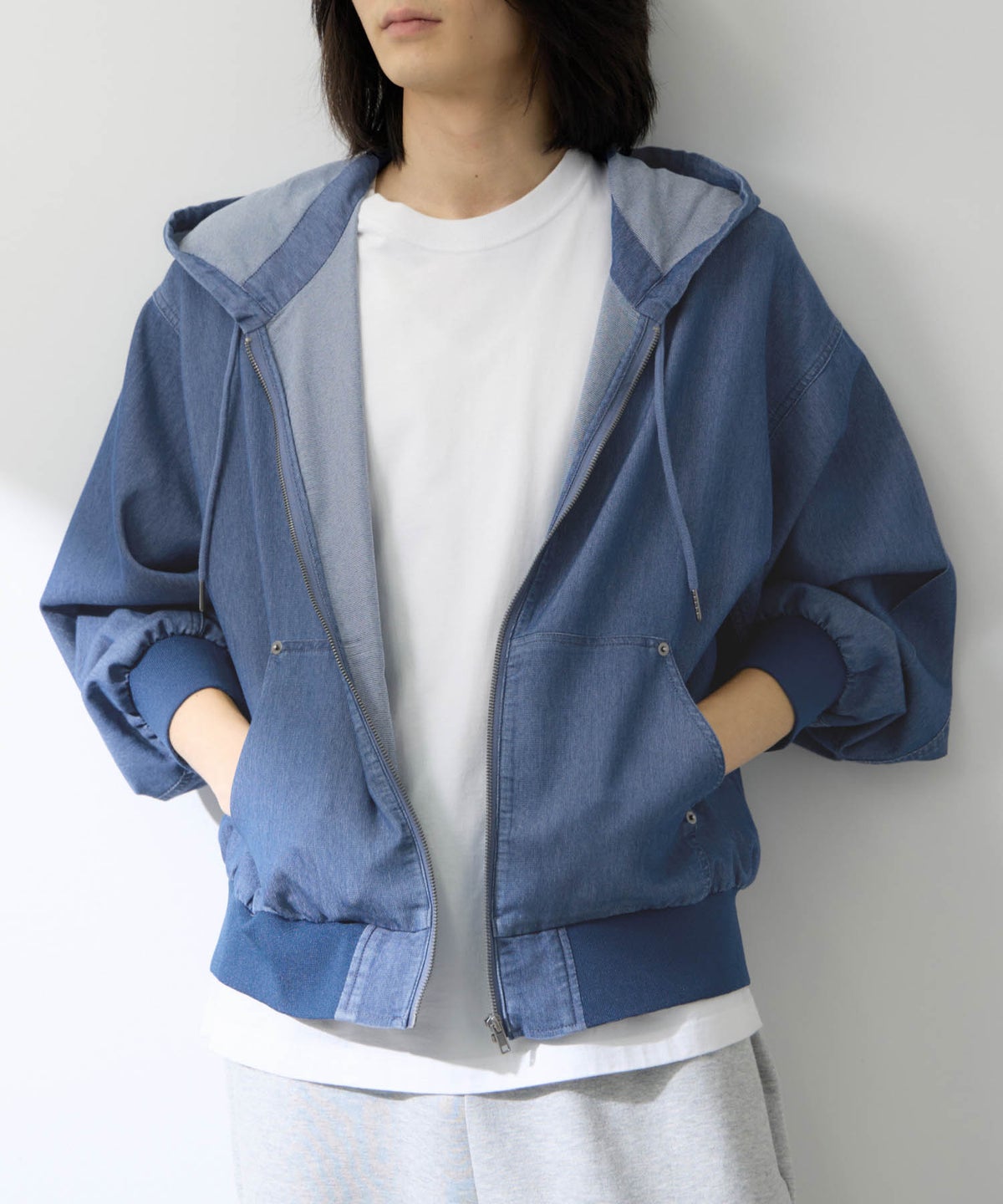 NAVY ブリーズデニム フルジップパーカー メンズ