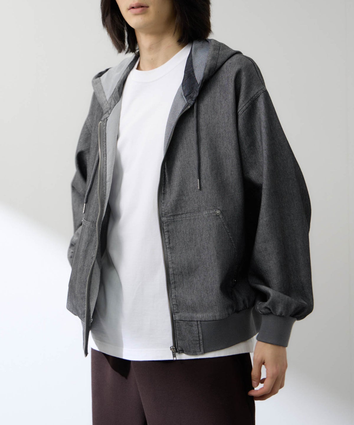 NAVY ブリーズデニム フルジップパーカー メンズ