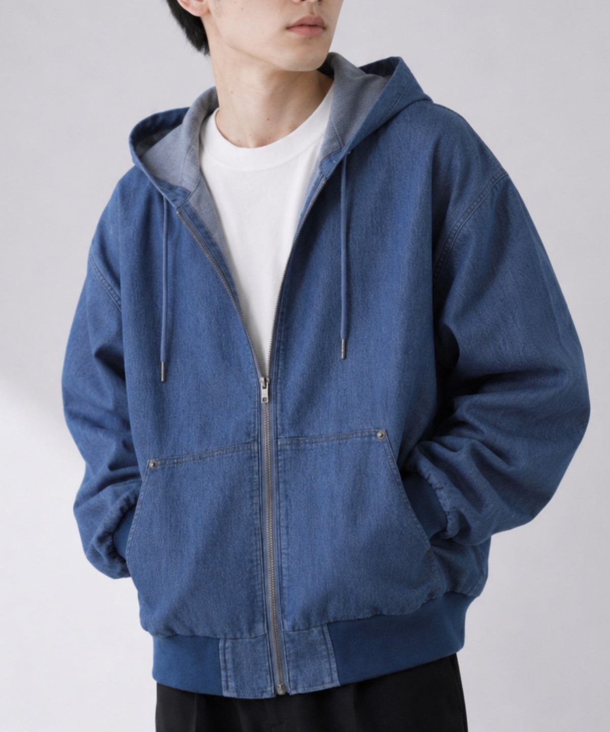 NAVY ブリーズデニム フルジップパーカー メンズ