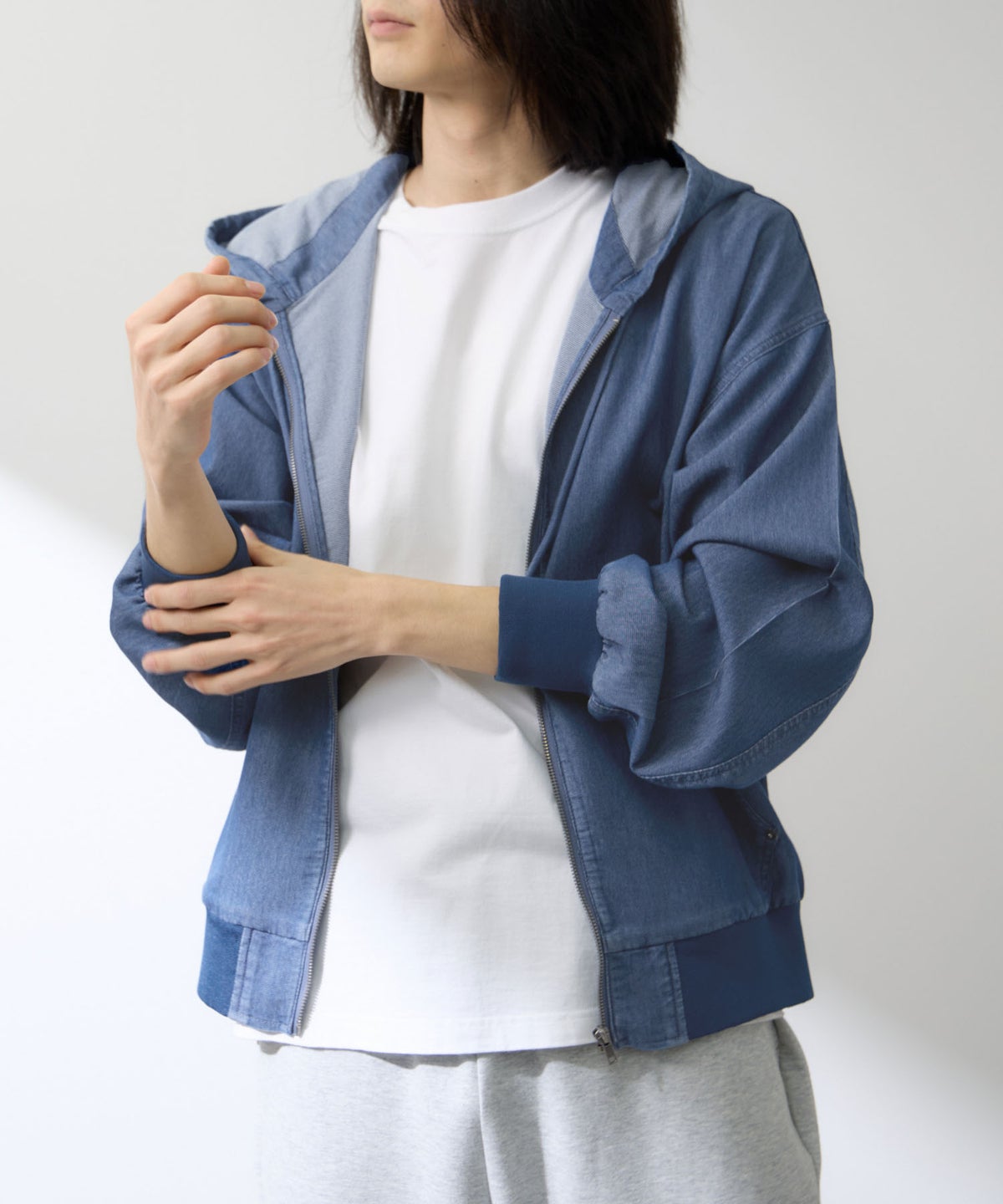 NAVY ブリーズデニム フルジップパーカー メンズ