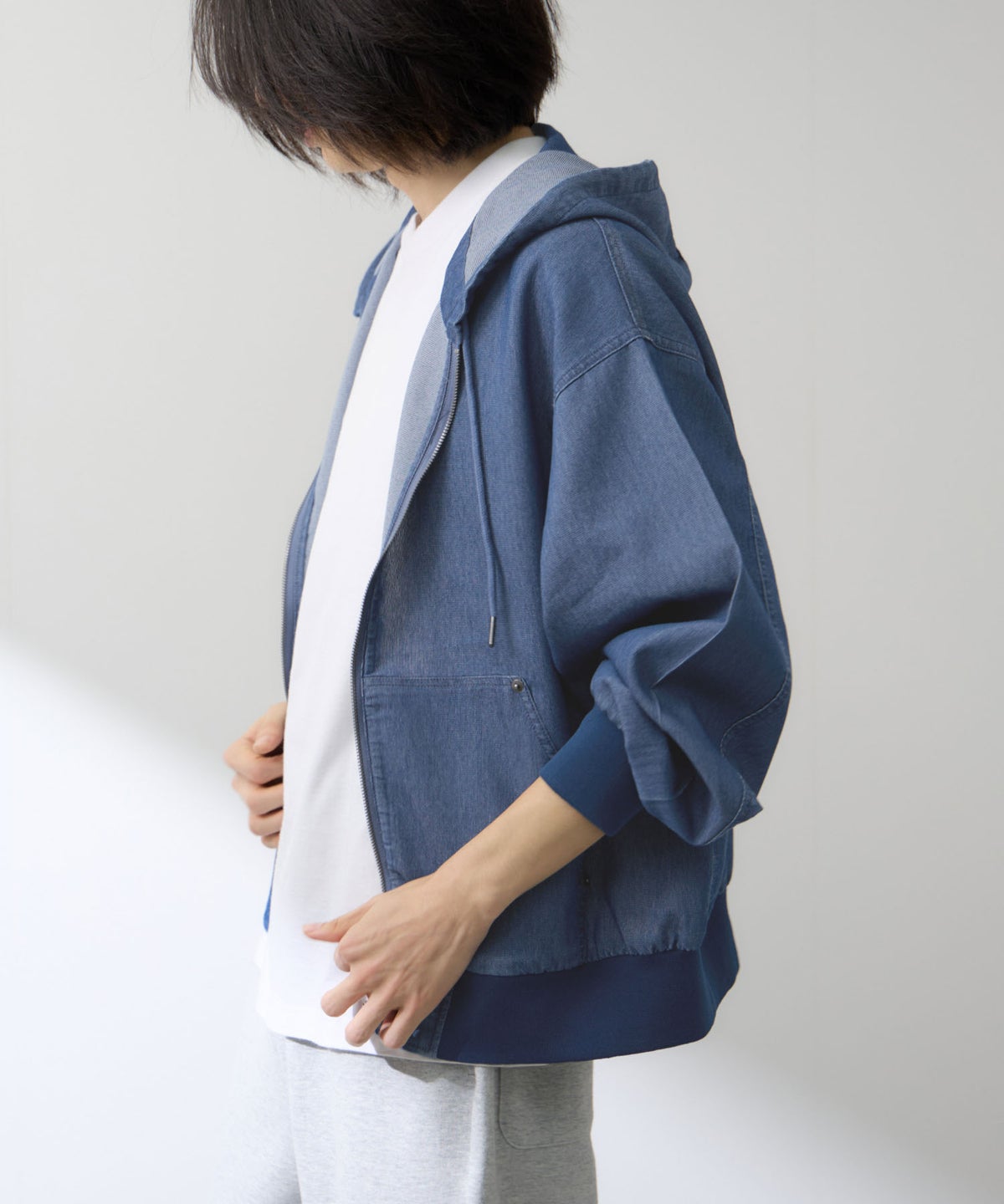 NAVY ブリーズデニム フルジップパーカー メンズ