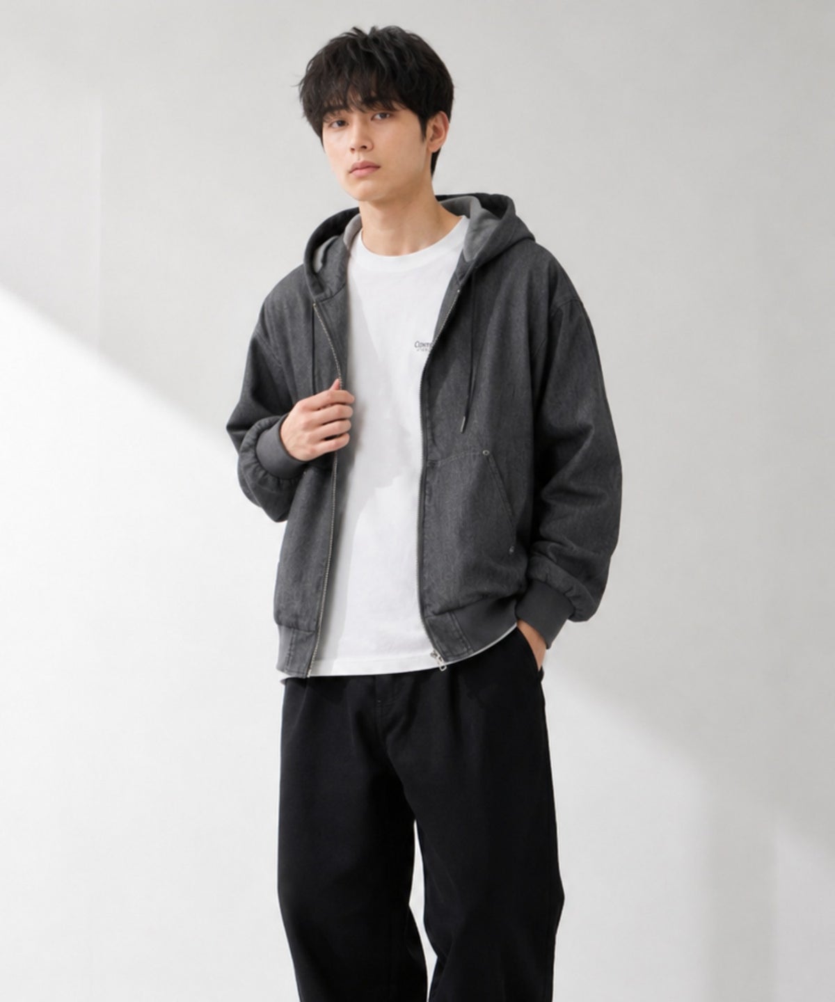 NAVY ブリーズデニム フルジップパーカー メンズ