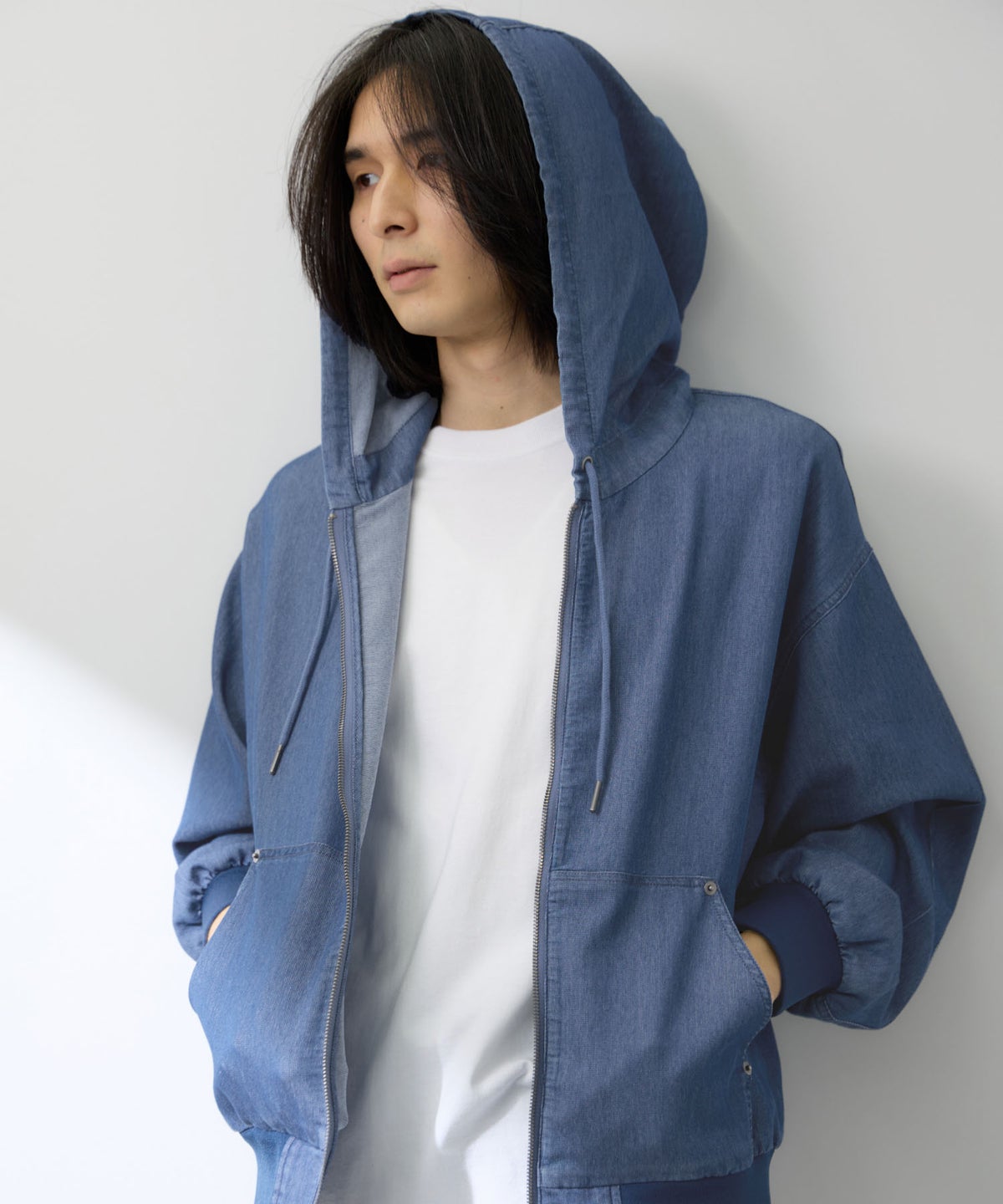 NAVY ブリーズデニム フルジップパーカー メンズ