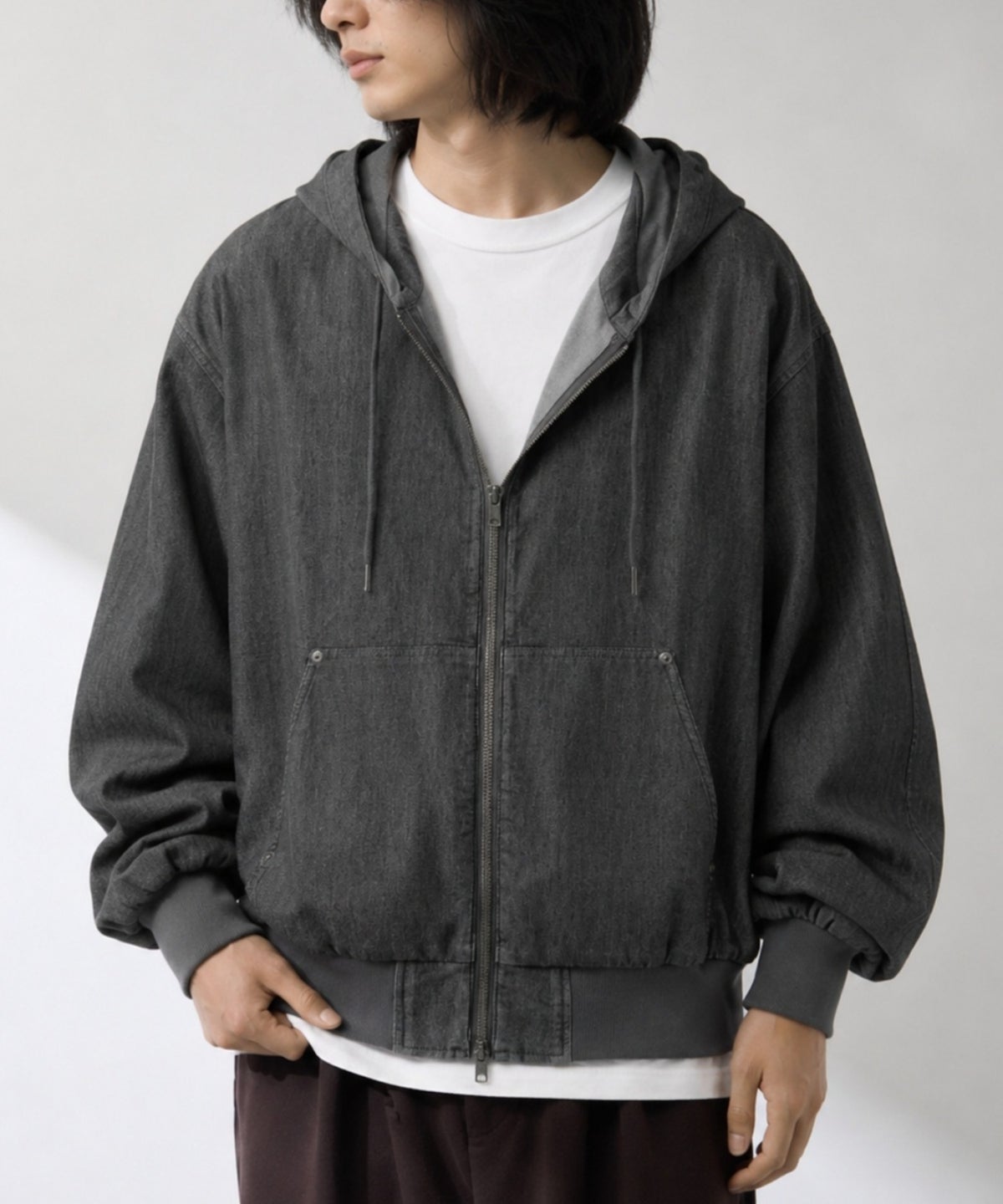 NAVY ブリーズデニム フルジップパーカー メンズ