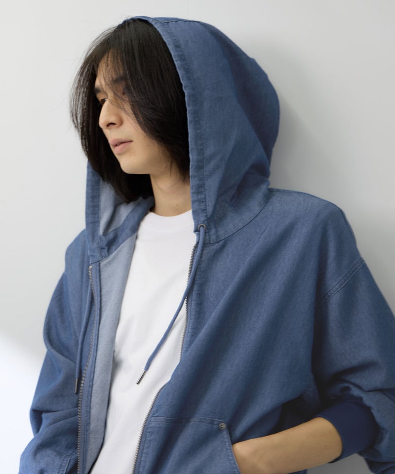 [期間限定価格]NAVY  ブリーズデニム フルジップパーカー メンズ商品画像-7