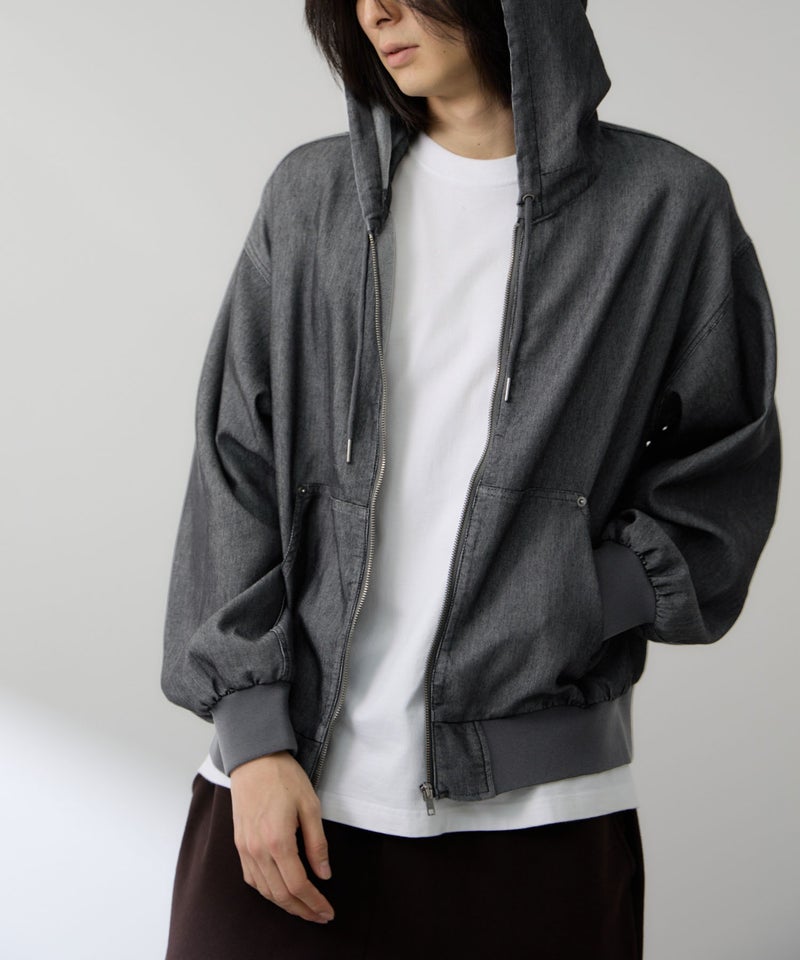 NAVY  ブリーズデニム フルジップパーカー メンズ商品画像-7