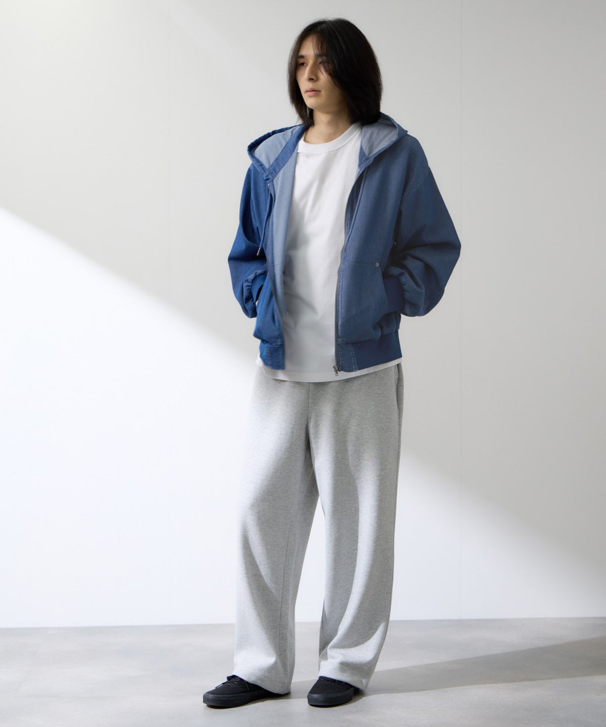 NAVY ブリーズデニム フルジップパーカー メンズ