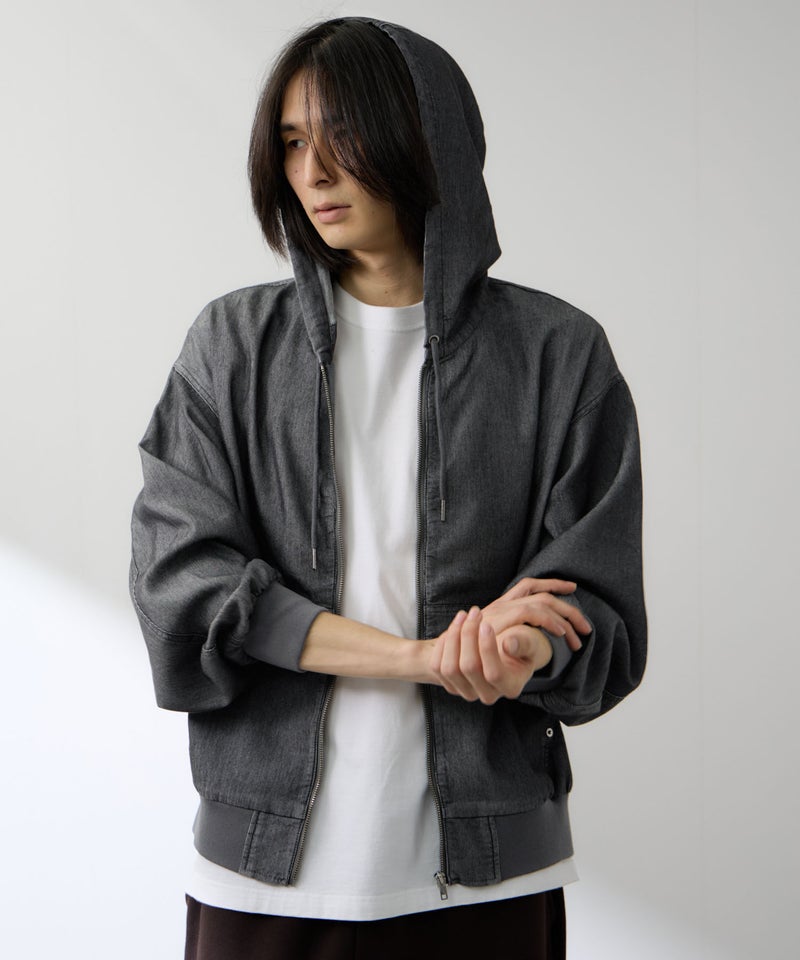 NAVY ブリーズデニム フルジップパーカー メンズ商品画像-10