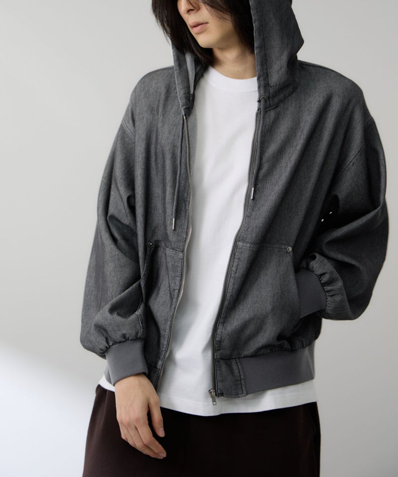 [期間限定価格]NAVY  ブリーズデニム フルジップパーカー メンズ商品画像-11