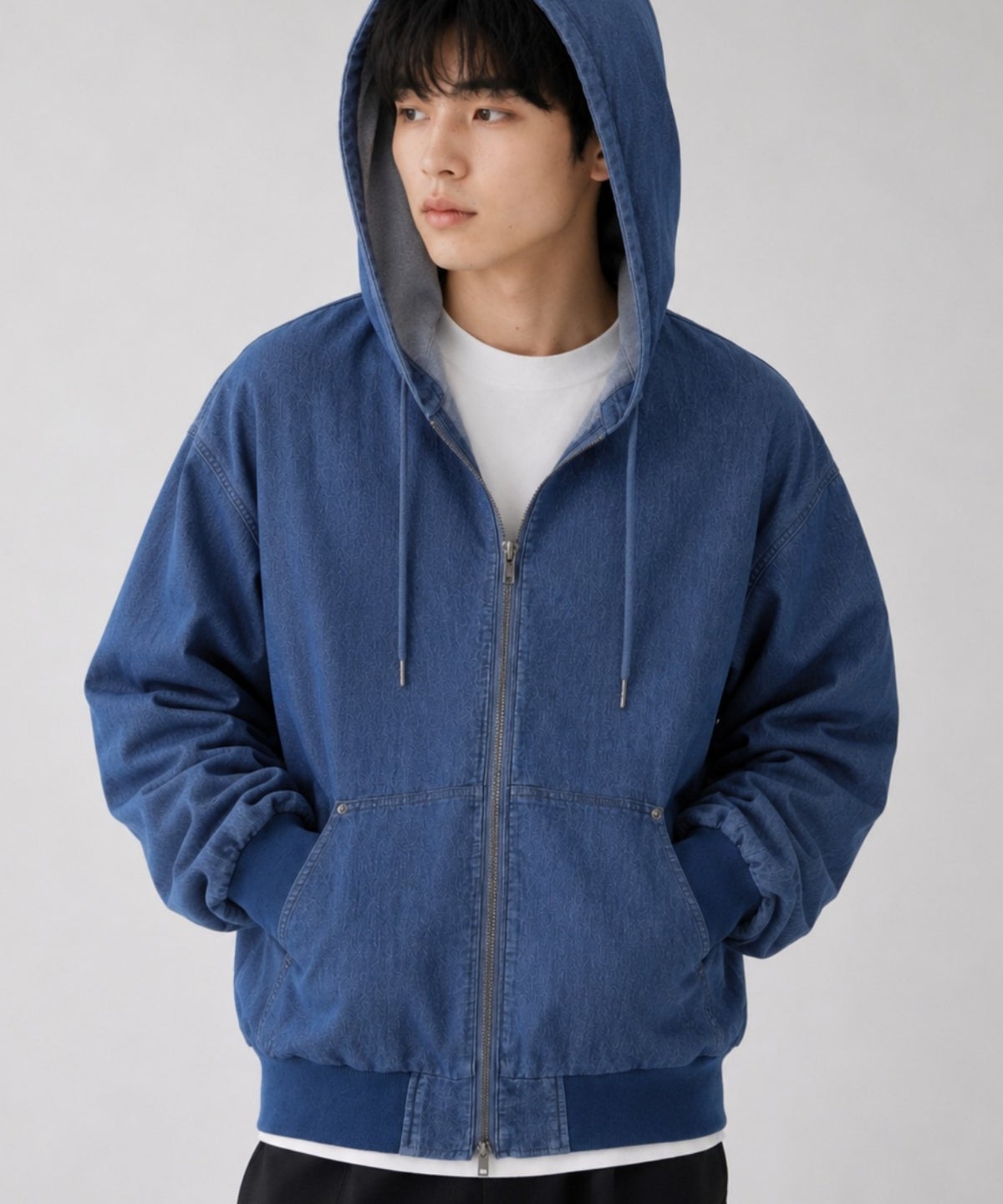 NAVY ブリーズデニム フルジップパーカー メンズ
