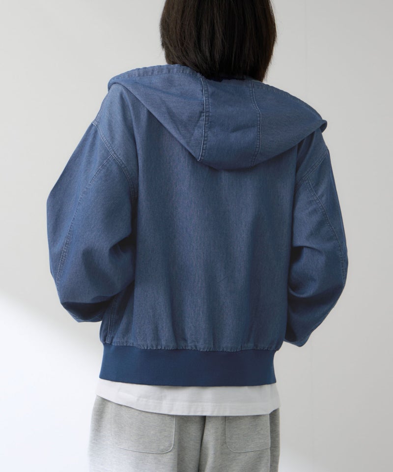 NAVY  ブリーズデニム フルジップパーカー メンズ商品画像-15