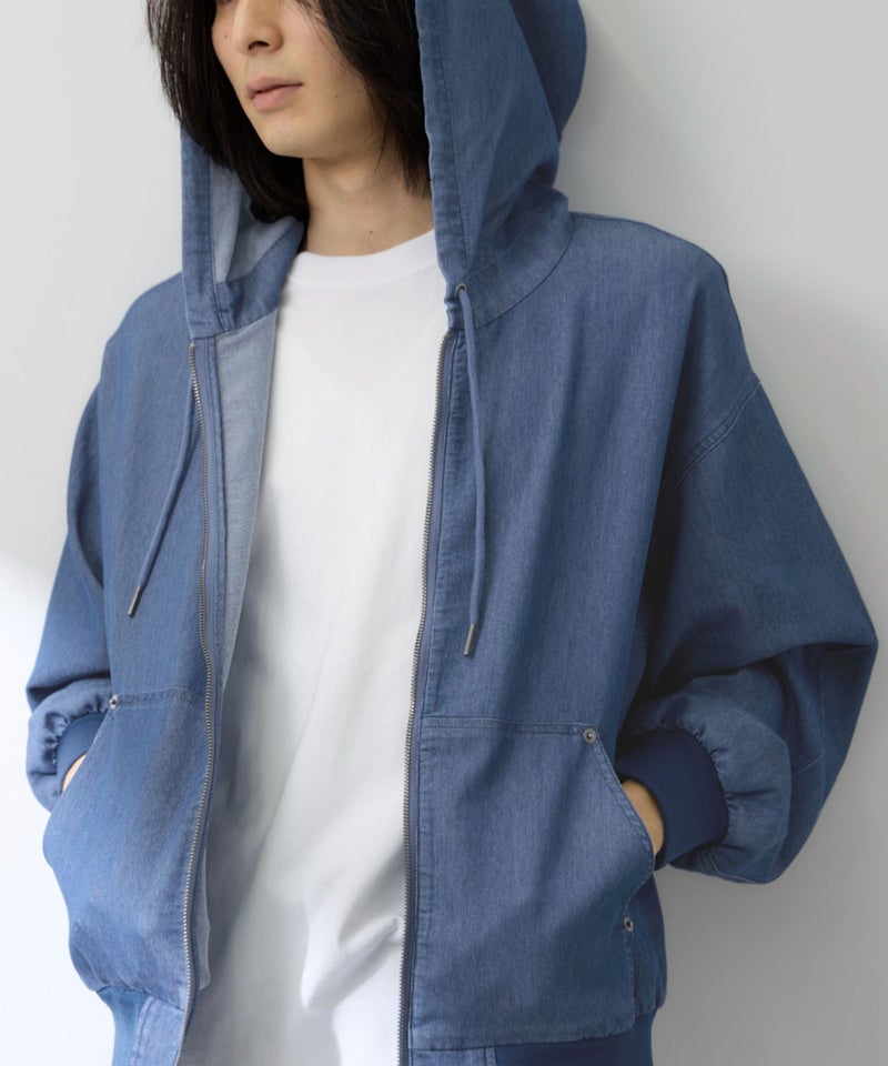 NAVY  ブリーズデニム フルジップパーカー メンズ商品画像-16