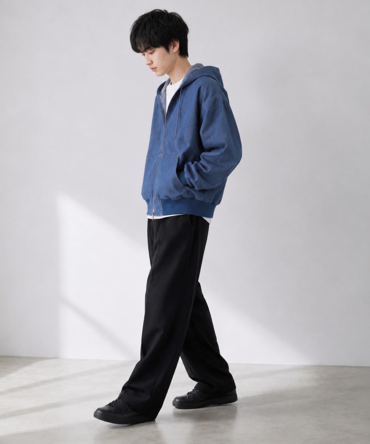 NAVY ブリーズデニム フルジップパーカー メンズ
