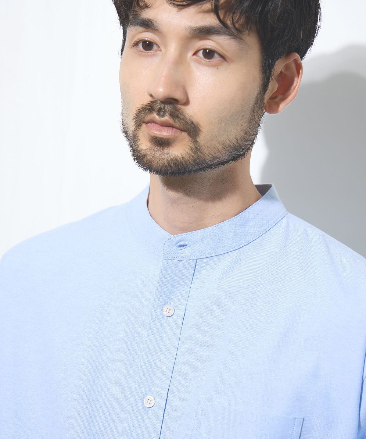 Real Standard オックス長袖バンドカラーシャツ メンズ