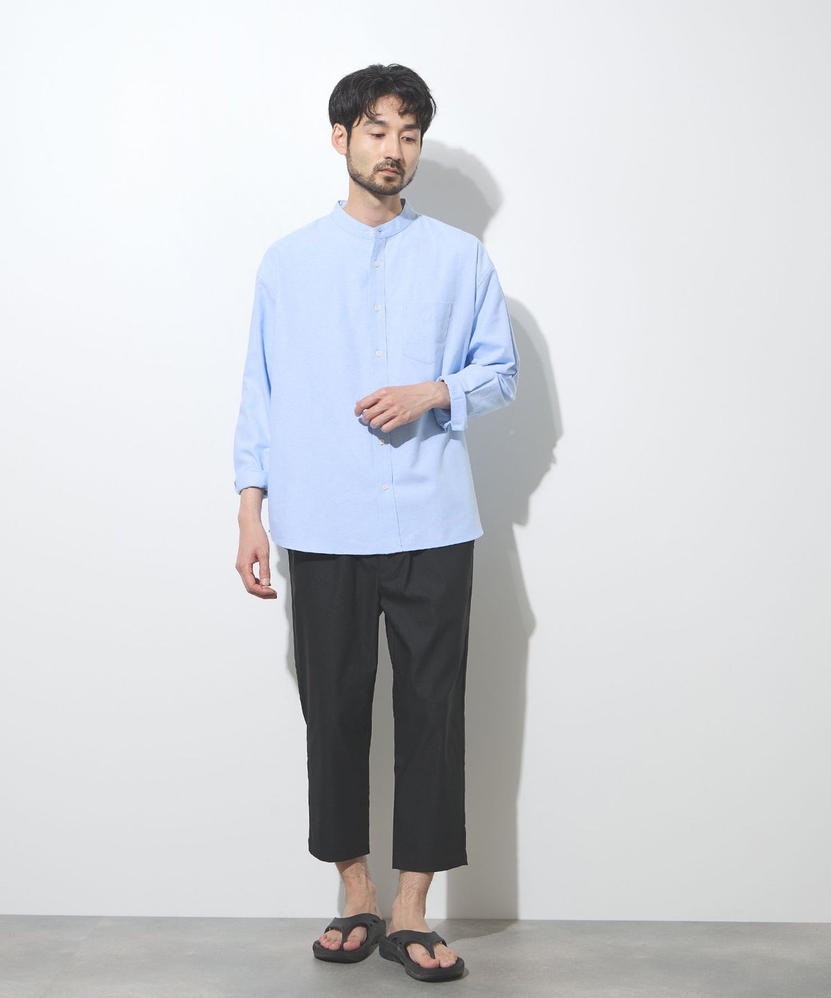 Real Standard オックス長袖バンドカラーシャツ メンズ