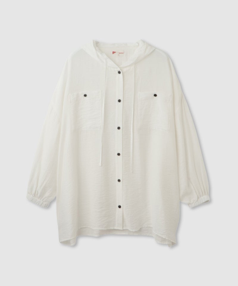 NAVY フード付きシアーシャツ レディース商品画像-2