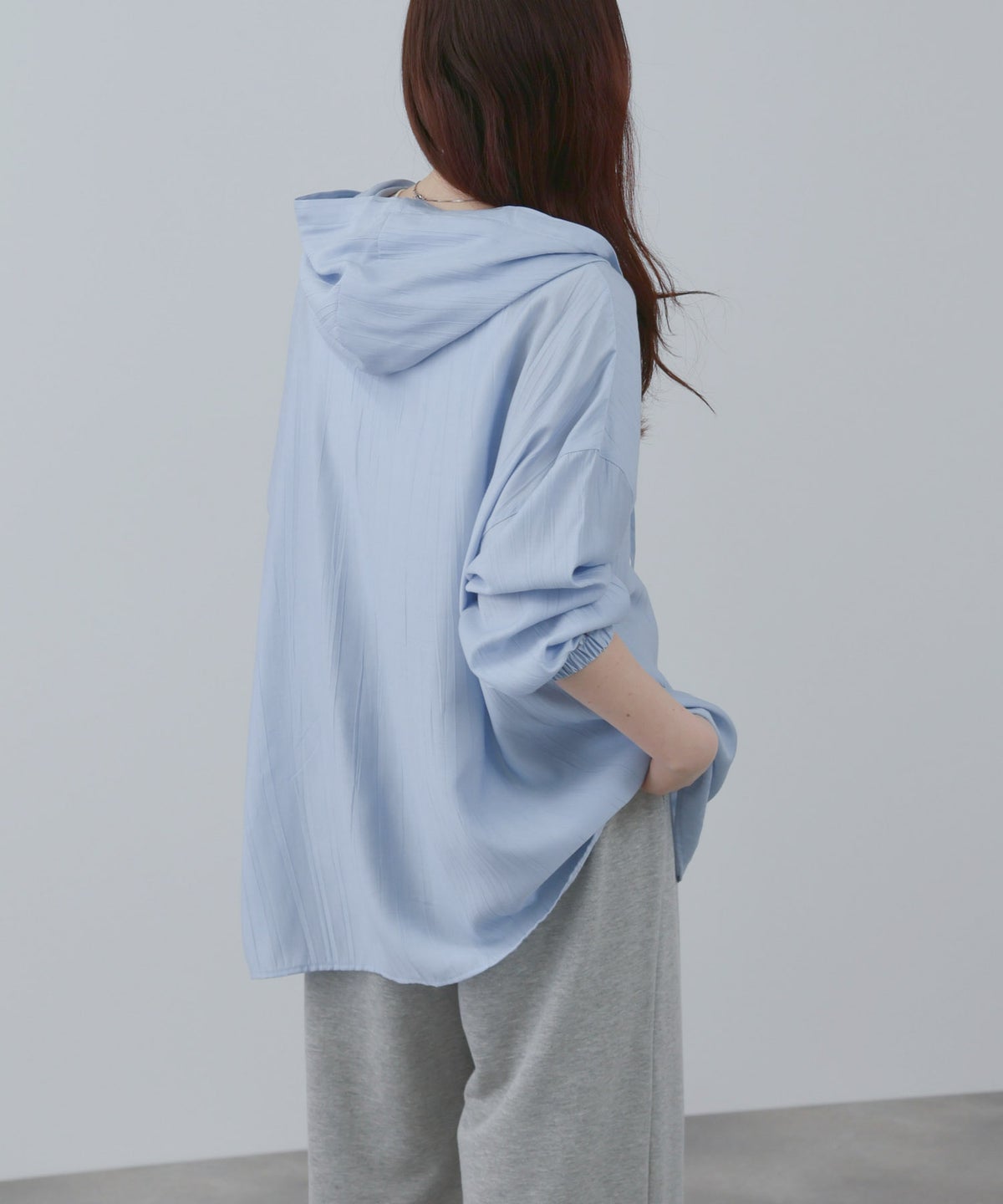 NAVY フード付きシアーシャツ レディース