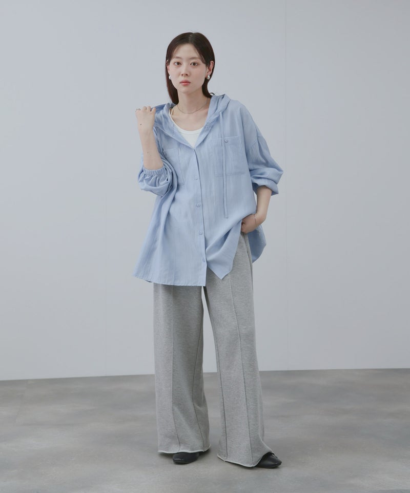 NAVY  フード付きシアーシャツ レディース商品画像-6