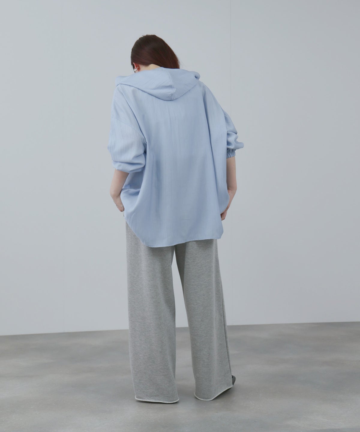 NAVY フード付きシアーシャツ レディース