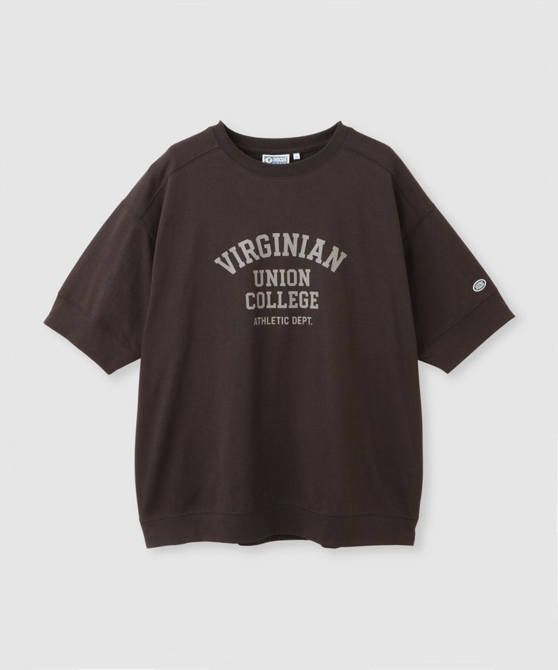 DISCUS  切替カレッジ調プリントルーズTシャツ レディース メール便 対応商品商品画像-1