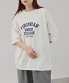 DISCUS  切替カレッジ調プリントルーズTシャツ レディース メール便 対応商品商品サムネイル-2