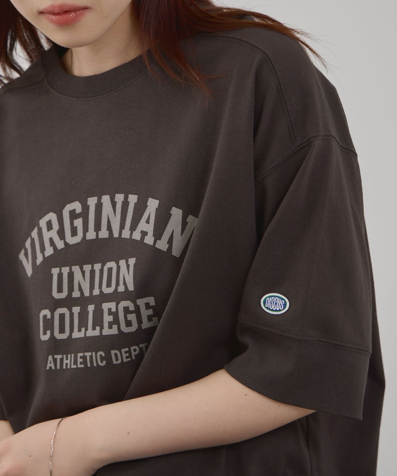 DISCUS 切替カレッジ調プリントルーズTシャツ レディース メール便 対応商品商品画像-6