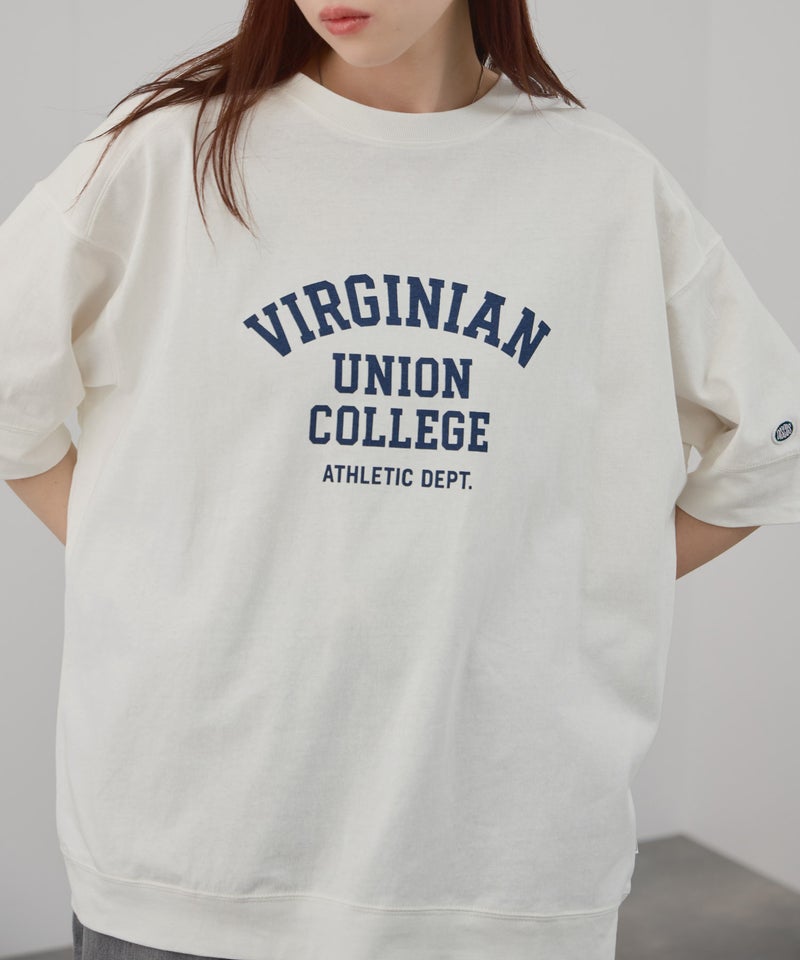 DISCUS 切替カレッジ調プリントルーズTシャツ レディース メール便 対応商品商品画像-10