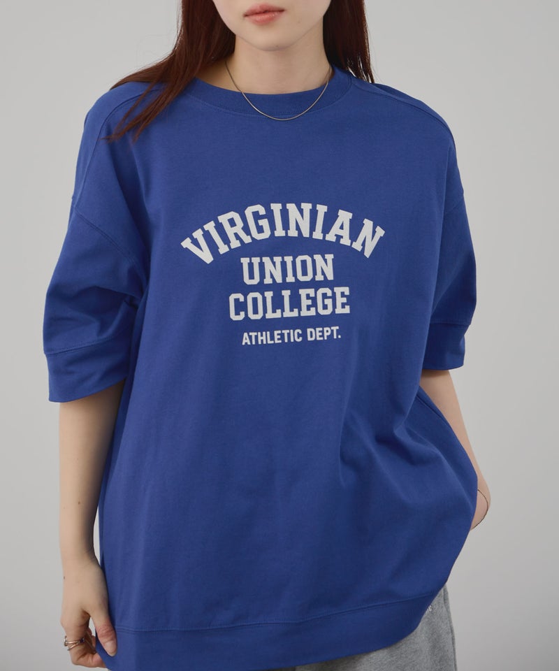 DISCUS  切替カレッジ調プリントルーズTシャツ レディース メール便 対応商品商品画像-14