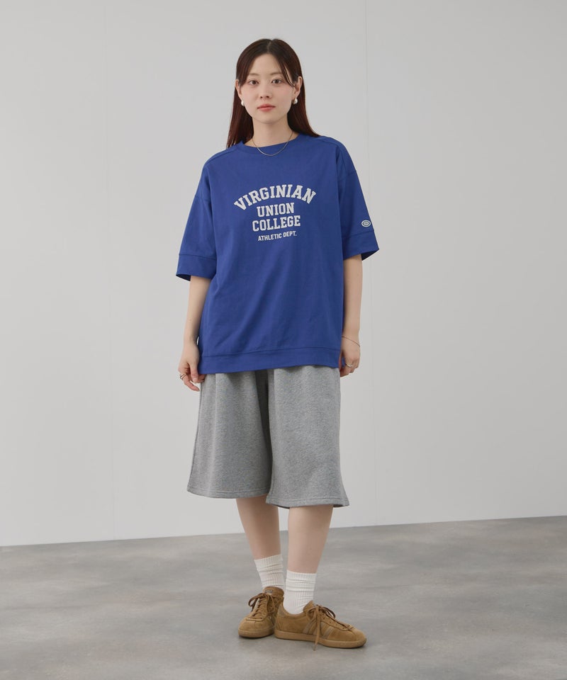 DISCUS 切替カレッジ調プリントルーズTシャツ レディース メール便 対応商品商品画像-15