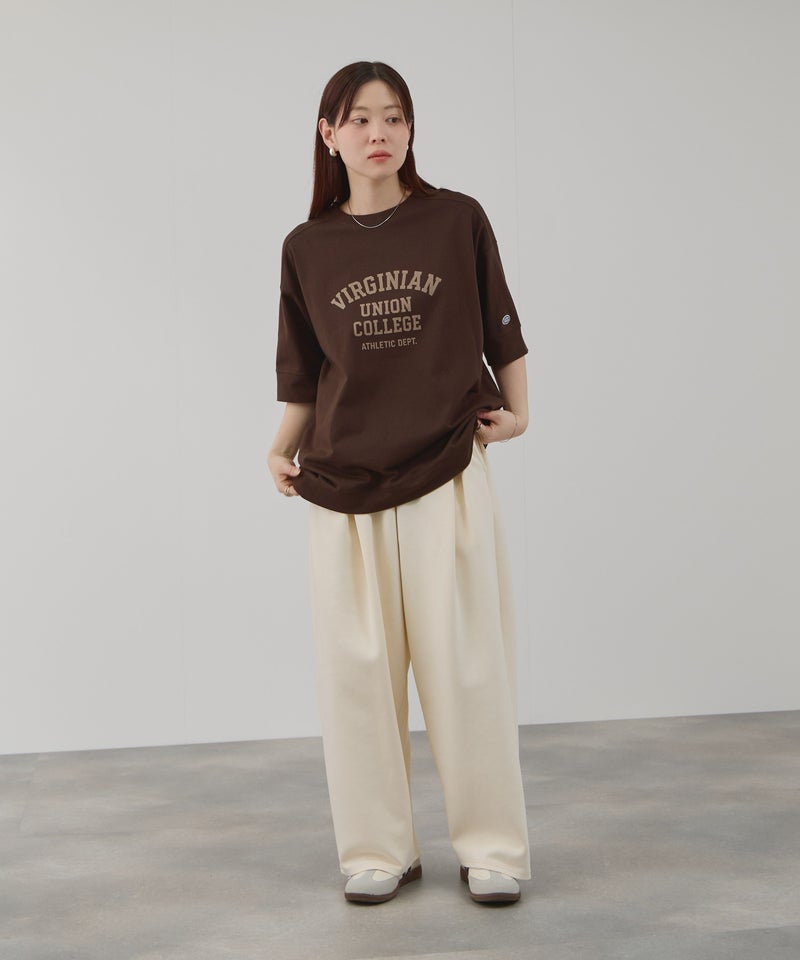 DISCUS  切替カレッジ調プリントルーズTシャツ レディース メール便 対応商品商品画像-19