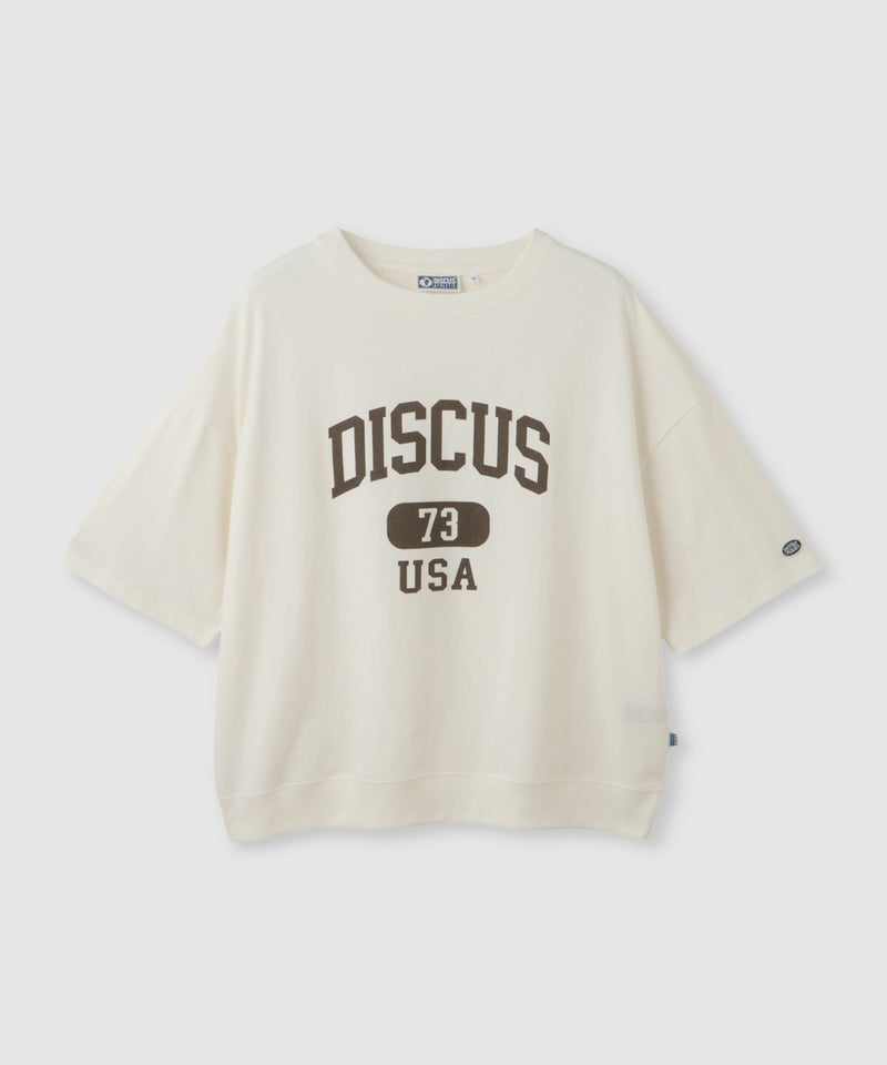 DISCUS  カレッジ調ロゴプリント半袖Tシャツ レディース メール便 対応商品商品画像-1