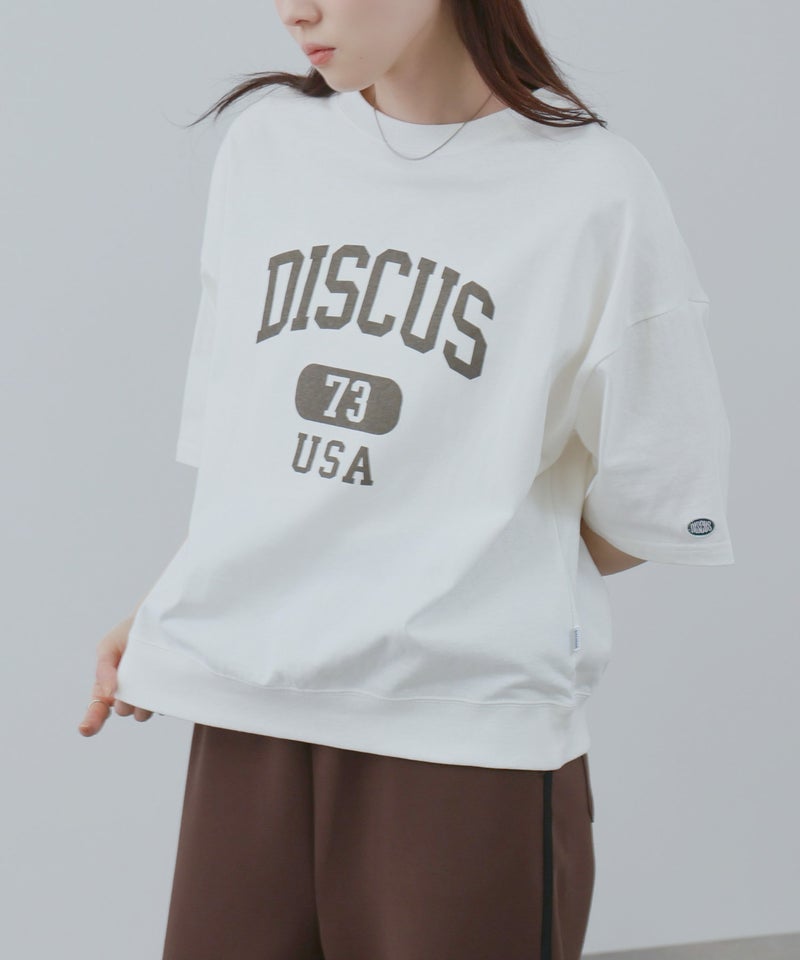 DISCUS カレッジ調ロゴプリント半袖Tシャツ レディース メール便 対応商品商品画像-1